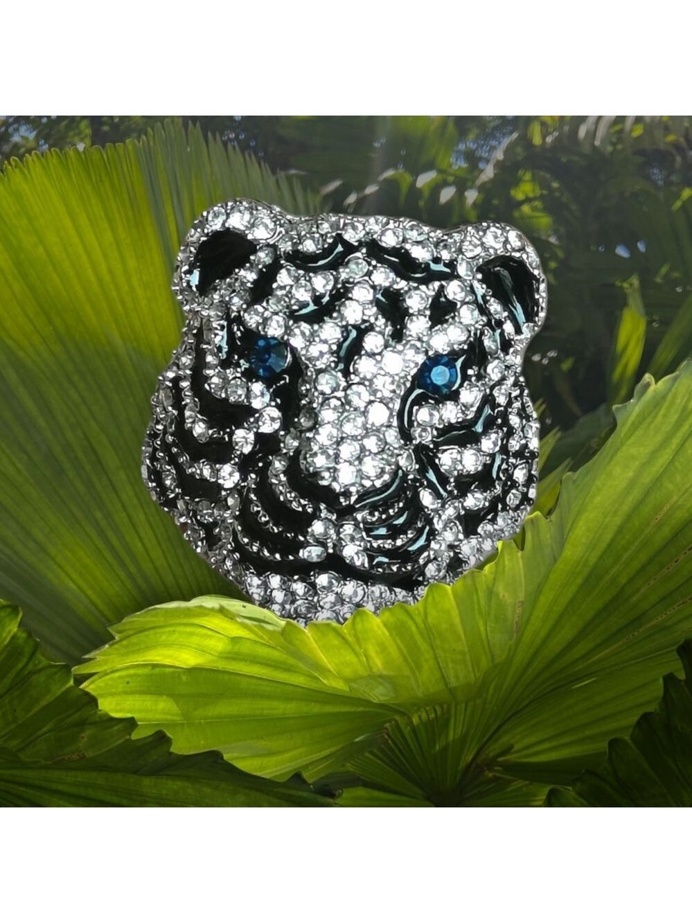 Crystal Tiger head brooch pin Siberian tiger 🆕